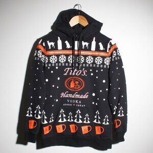 Titos Vodka Hoodie Men Small Black Ugly Christmas Pullover